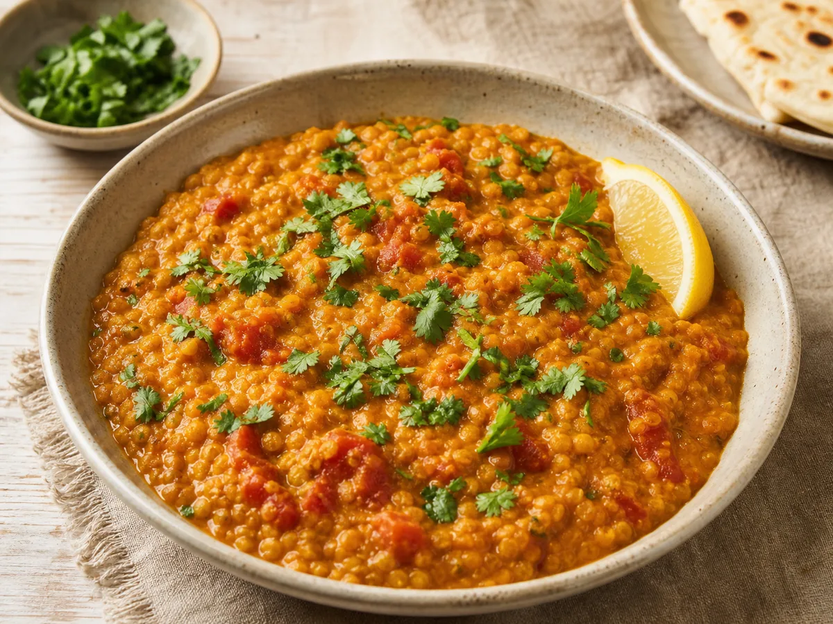 Red lentil dhal with lemon